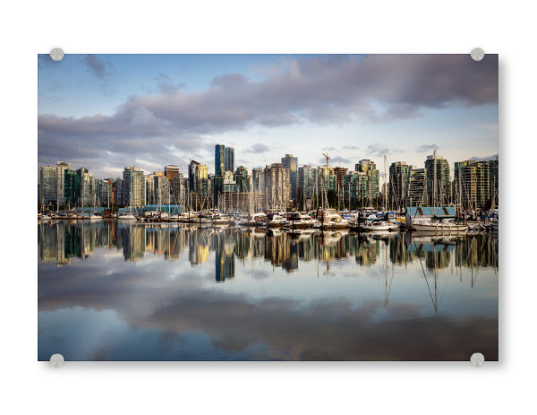 Acrylglasbild "Vancouver gespiegelt" artboxONE - Städte,Reise,Architektur - Vancouver,Kanada,Skyline,Stadt,Hafen,Spiegelung,Abend,Nacht,Hochhaus