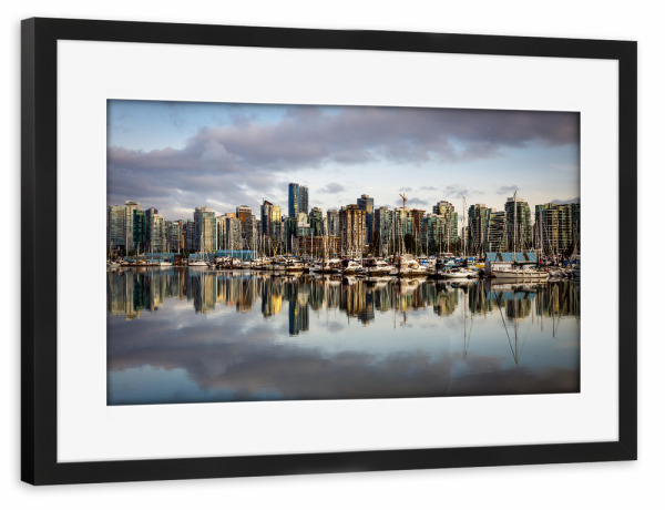 Poster mit Rahmen schwarz "Vancouver gespiegelt" artboxONE - Städte,Reise,Architektur