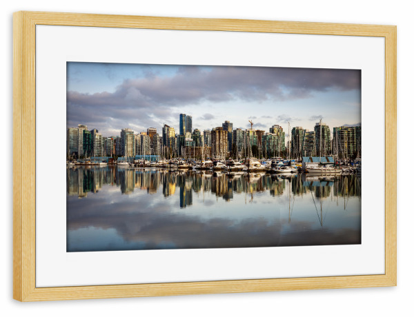 Poster mit Rahmen kiefer "Vancouver gespiegelt" artboxONE - Städte,Reise,Architektur