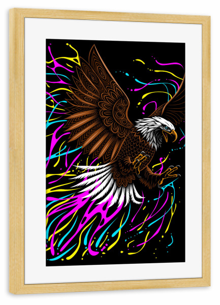 Poster mit Rahmen kiefer "Stammesadler spritzt" artboxONE - Tiere