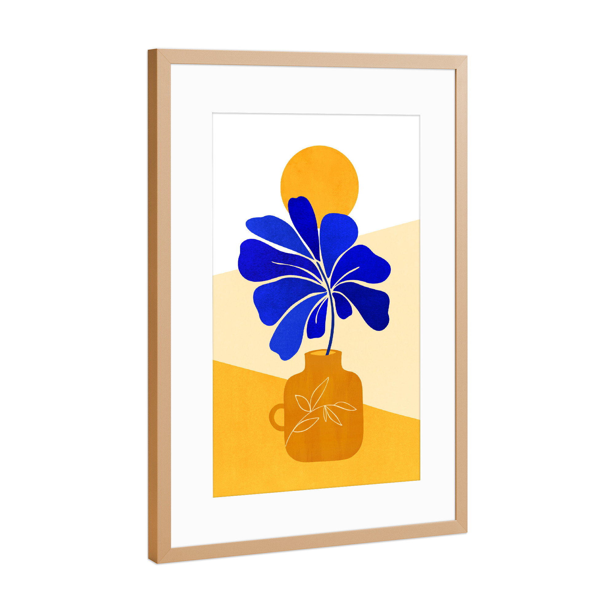 Poster mit Rahmen Kupfer "Kristian Gallagher - Blue Leaf" artboxONE - Natur,Floral