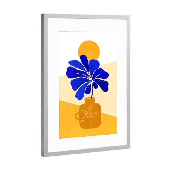 Poster mit Rahmen Silber "Kristian Gallagher - Blue Leaf" artboxONE - Natur,Floral