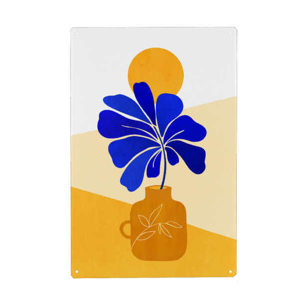 Holzbild "Kristian Gallagher - Blue Leaf" artboxONE - Natur,Floral - Floral,Blume,Blatt,Natur,Blüte,Dschungel,Tropisch,Botanisch,Botanik,Sommer,Sonne