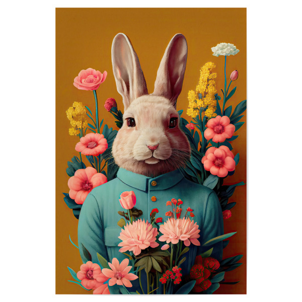 Poster "Mister Easter Bunny" artboxONE - Tiere,Für Mama,Für Papa,Lustig - Ostern,Hase,Blume,Blumen,Lustig,Tier,Tiere,Osterhase