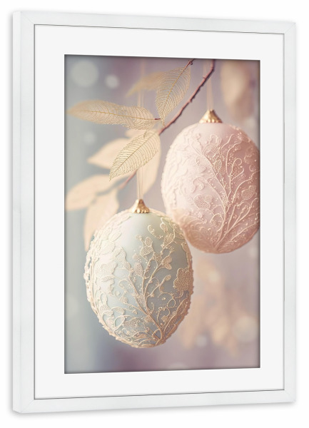 Poster mit Rahmen weiß "Ornamented Eggs" artboxONE - Floral,Für Mama - Ostern,Ei,Eier,Verziert,Pastell,Treechild