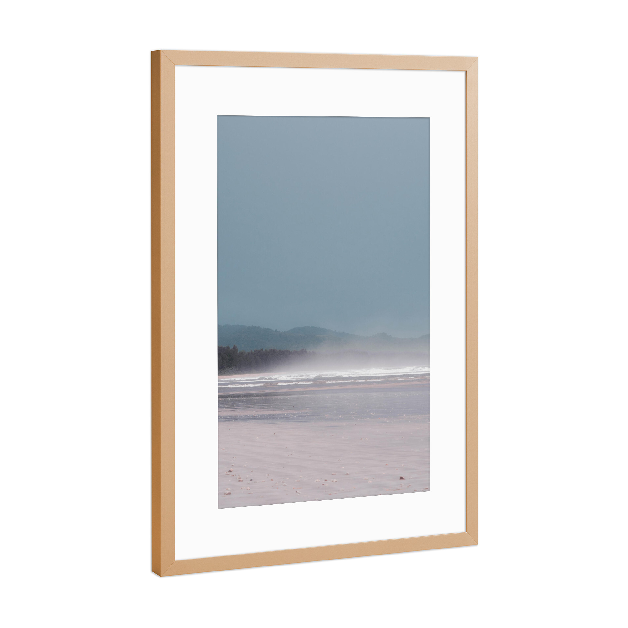 Poster mit Rahmen Kupfer "Blue Sky Beach" artboxONE - Natur,Reise / Strand und Meer - Blauer himmel,Strand,Meer,Natur