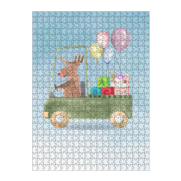 Puzzle Ravensburger "Rentiere in einem Auto" artboxONE - Für Kinder,Tiere,Automobile