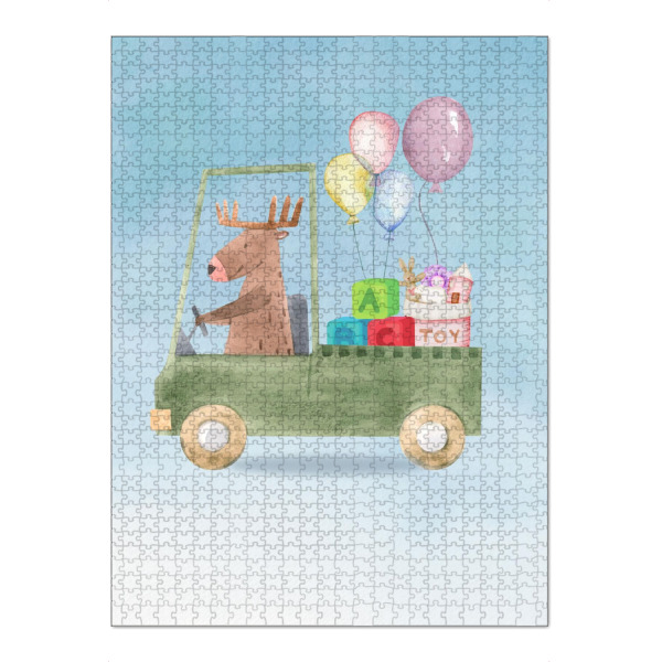 Puzzle Ravensburger "Rentiere in einem Auto" artboxONE - Für Kinder,Tiere,Automobile