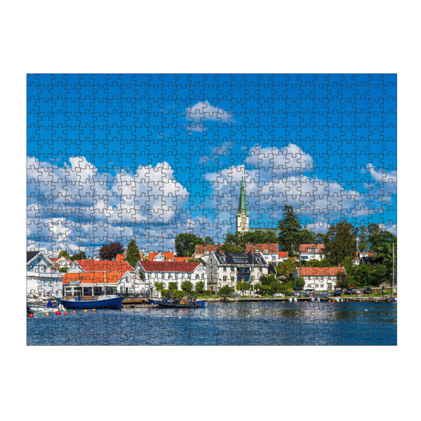 Puzzle Ravensburger "Kirche, Häuser, Wasser" artboxONE - Reise,Architektur,Reise / Strand und Meer,Reise / Länder,Städte / Weitere