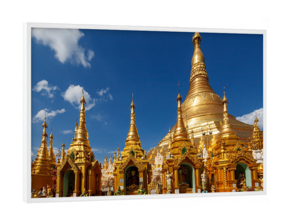 Poster mit weißem Rahmen "Rangoon Shwedagon Pagode" artboxONE - Architektur