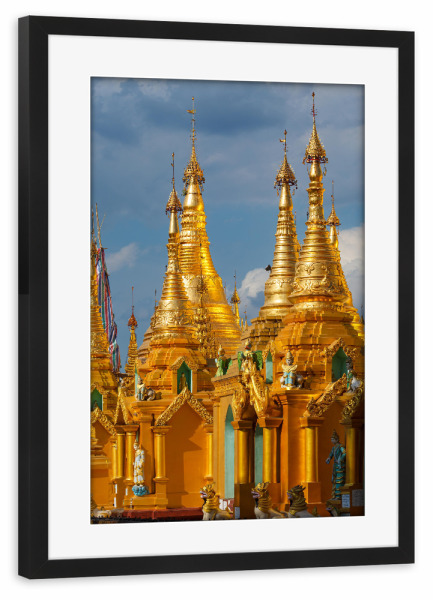 Poster mit Rahmen schwarz "Shwedagon" artboxONE - Architektur