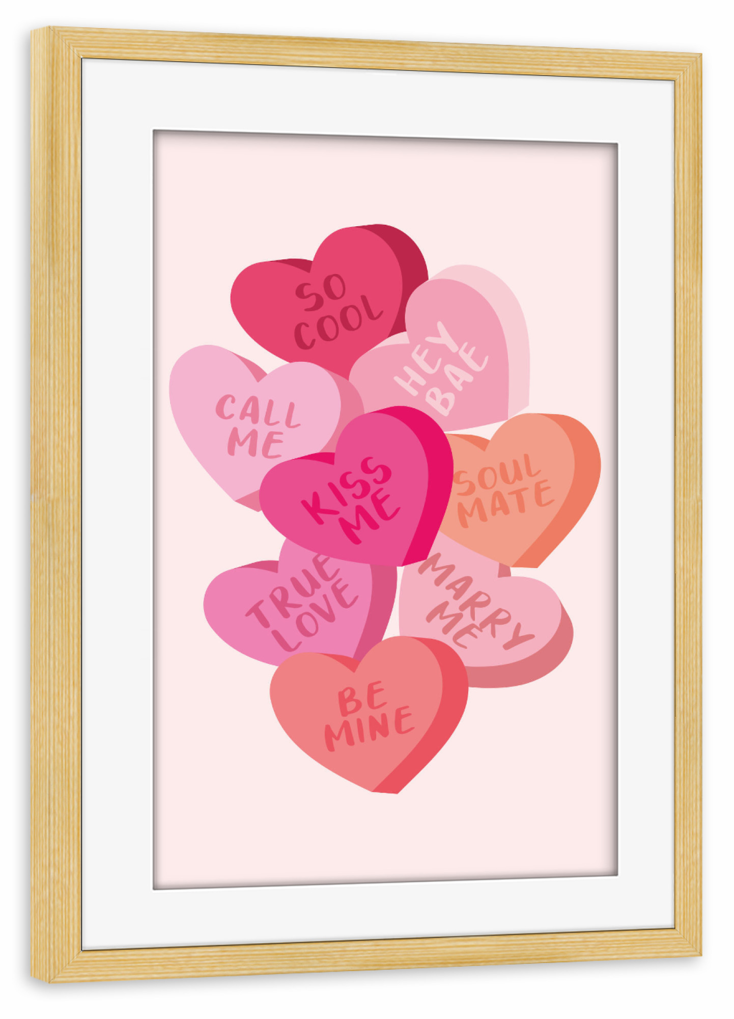 Poster mit Rahmen kiefer "Mutige Valentinsbonbons" artboxONE - Menschen,Liebe - Valentinstag,Valentinstag,Süßigkeiten,Herz,Gebrochenes herz,Liebe,Süß