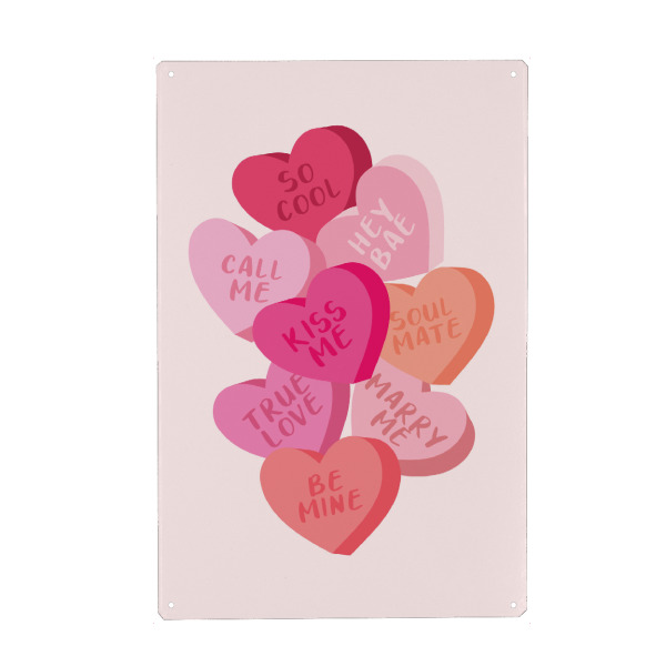 Metall Poster "Mutige Valentinsbonbons" artboxONE - Menschen,Liebe - Valentinstag,Valentinstag,Süßigkeiten,Herz,Gebrochenes herz,Liebe,Süß