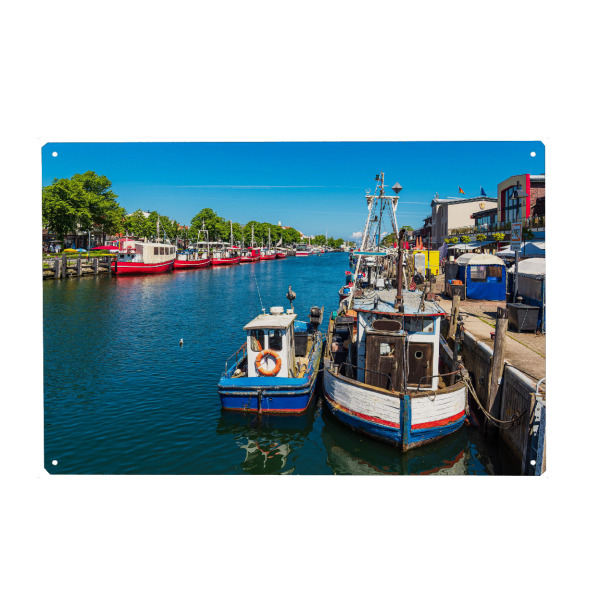 Metall Poster "Alter Strom mit Fischerbooten" artboxONE - Reise,Architektur,Reise / Strand und Meer