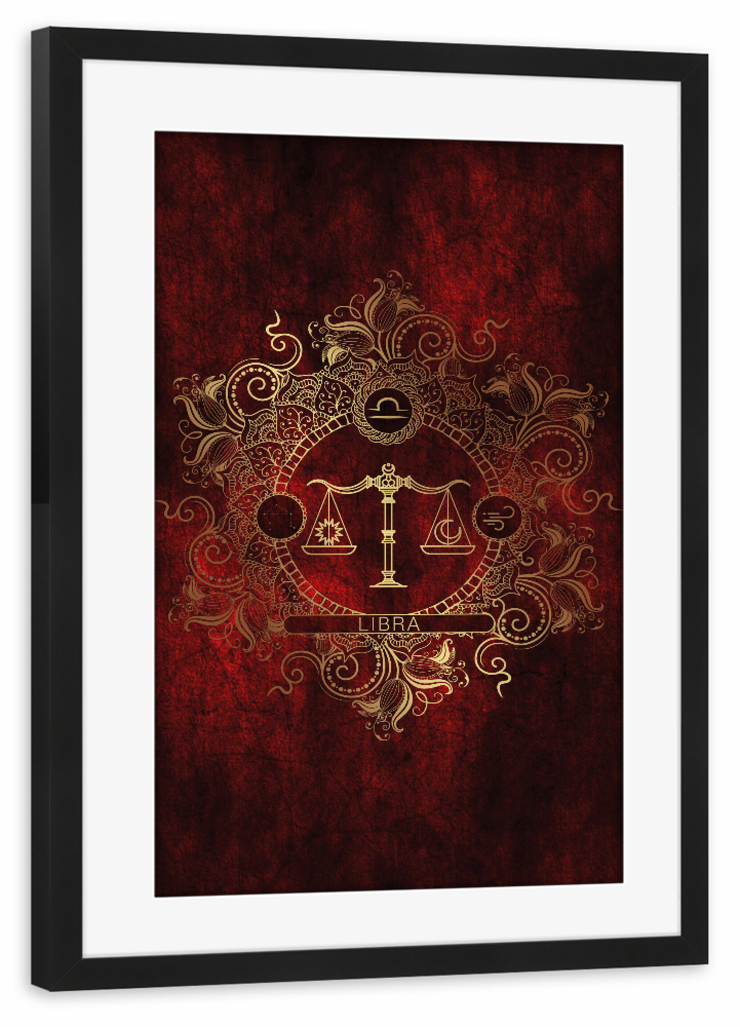 Poster mit Rahmen schwarz "Tierkreis - Feuer - Waage" artboxONE - Natur,Floral,Abstrakt