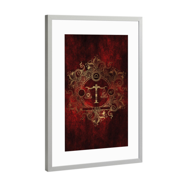 Poster mit Rahmen Silber "Tierkreis - Feuer - Waage" artboxONE - Natur,Floral,Abstrakt
