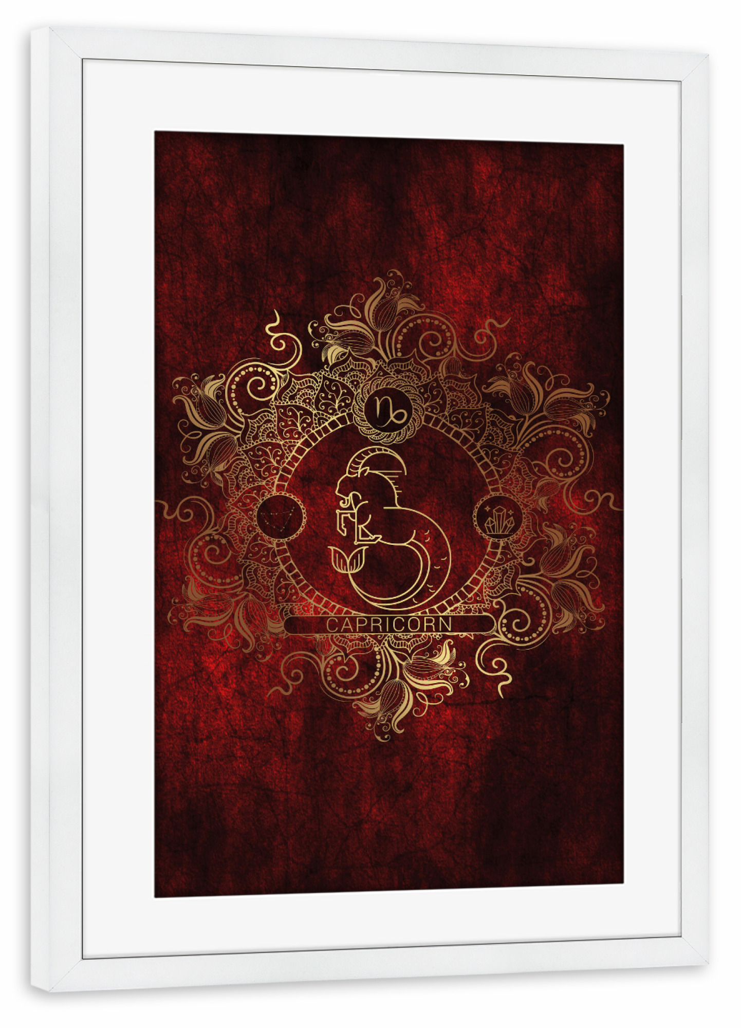Poster mit Rahmen weiß "Tierkreis - Feuer - Steinbock" artboxONE - Natur,Floral,Abstrakt
