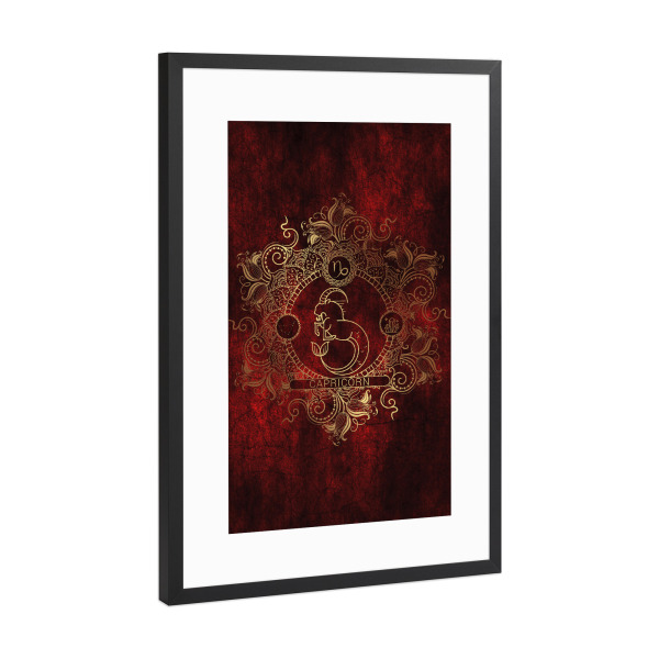 Poster mit Rahmen Schwarz (Metallic) "Tierkreis - Feuer - Steinbock" artboxONE - Natur,Floral,Abstrakt