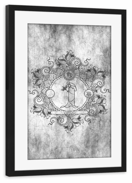 Poster mit Rahmen schwarz "Sternzeichen - Asche - Jungfrau" artboxONE - Natur,Floral,Abstrakt