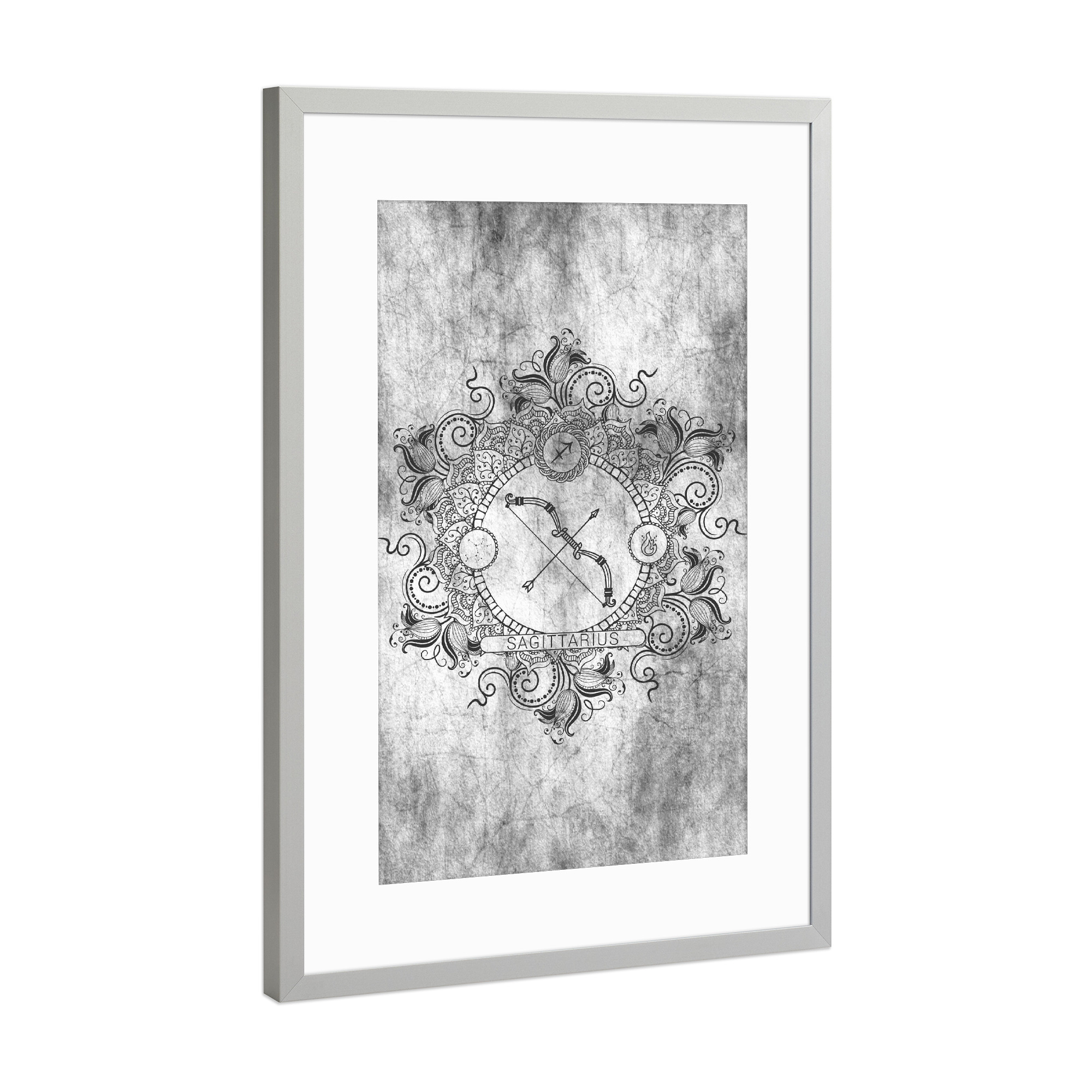 Poster mit Rahmen Silber "Sternzeichen - Asche - Schütze" artboxONE - Natur,Floral,Abstrakt