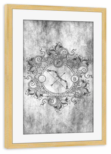 Poster mit Rahmen kiefer "Sternzeichen - Asche - Schütze" artboxONE - Natur,Floral,Abstrakt