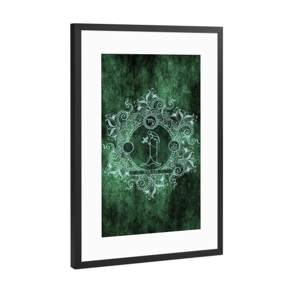 Poster mit Rahmen Schwarz (Metallic) "Sternzeichen - Minze - Jungfrau" artboxONE - Natur,Floral,Abstrakt