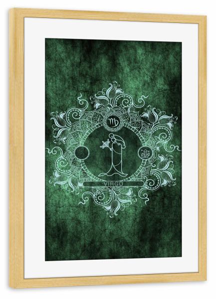 Poster mit Rahmen kiefer "Sternzeichen - Minze - Jungfrau" artboxONE - Natur,Floral,Abstrakt
