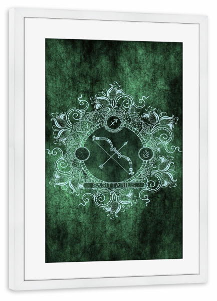 Poster mit Rahmen weiß "Sternzeichen - Minze - Schütze" artboxONE - Natur,Floral,Abstrakt
