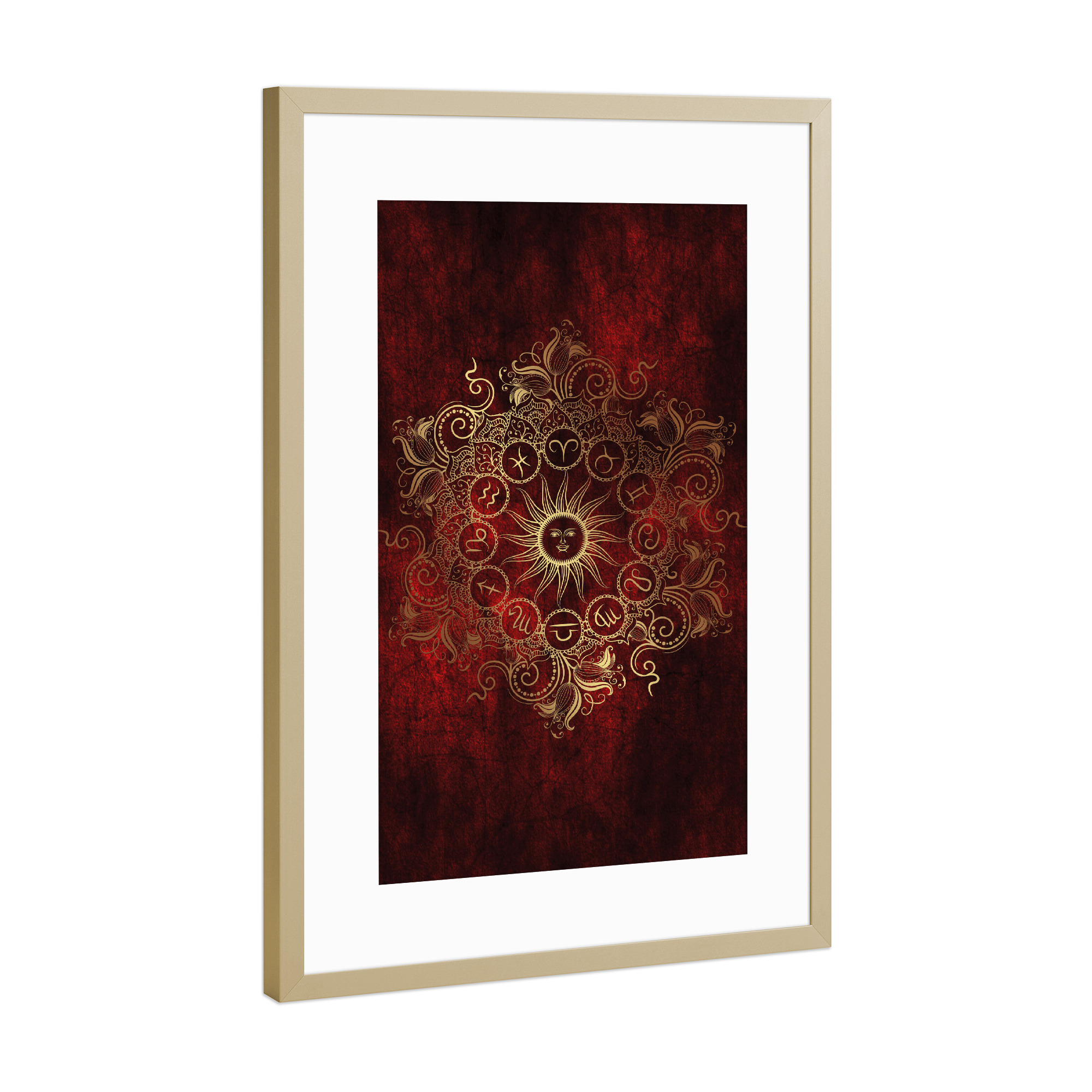 Poster mit Rahmen Gold "Tierkreis - Feuer - Alle" artboxONE - Natur,Floral,Abstrakt