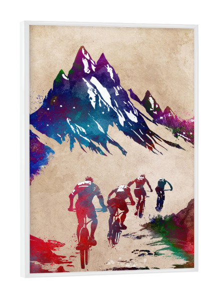 Poster mit weißem Rahmen "Radfahrer in den Bergen" artboxONE - Sport,Sport / Motivation