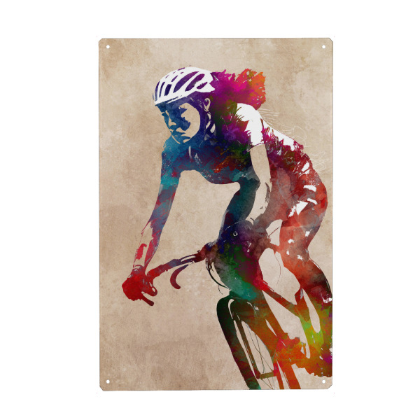 Metall Poster "Frau Biker Grafik" artboxONE - Sport,Sport / Motivation - Radfahren,Radfahrer,Radfahrer,Fahrrad,Spieler,Sport,Radfahrer - Blechschild