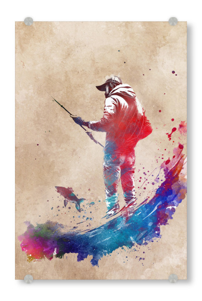Acrylglasbild "Fischen-Kunstgrafik" artboxONE - Sport,Sport / Sommerspiele - Angeln,Fisch,Sport,Digitale kunst,Spieler,Fischer,Fischer,Sport