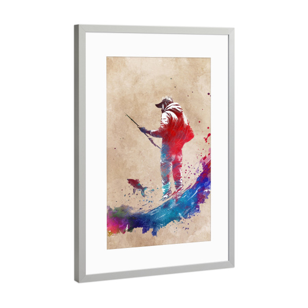 Poster mit Rahmen Silber "Fischen-Kunstgrafik" artboxONE - Sport,Sport / Sommerspiele