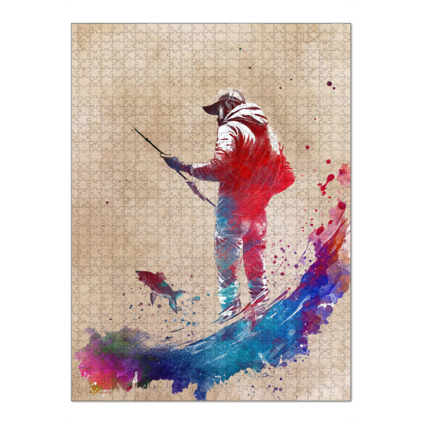 Puzzle Ravensburger "Fischen-Kunstgrafik" artboxONE - Sport,Sport / Sommerspiele - Angeln,Fisch,Sport,Digitale kunst,Spieler,Fischer,Fischer,Sport
