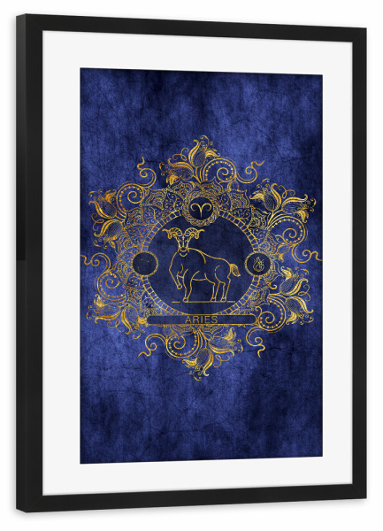 Poster mit Rahmen schwarz "Tierkreis - Ozean - Widder" artboxONE - Natur,Floral,Abstrakt