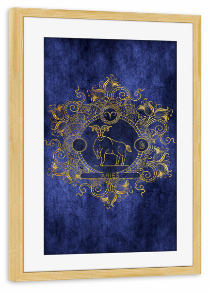 Poster mit Rahmen kiefer "Tierkreis - Ozean - Widder" artboxONE - Natur,Floral,Abstrakt