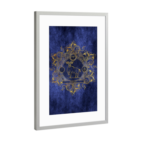 Poster mit Rahmen Silber "Tierkreis - Ozean - Widder" artboxONE - Natur,Floral,Abstrakt