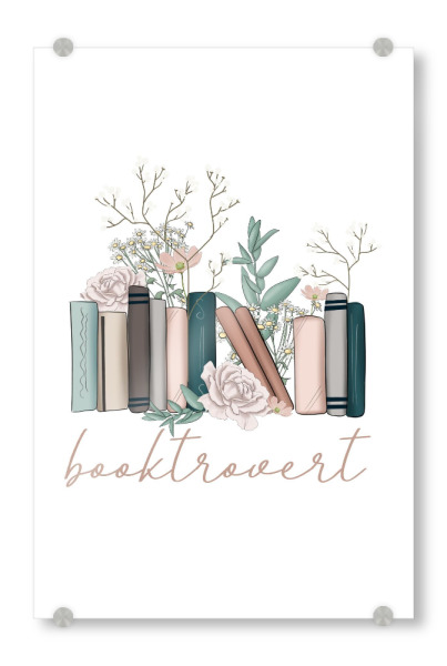 Acrylglasbild "Booktrover Blumenbücher" artboxONE - Typografie,Floral,Lehrersprüche,Buchstaben