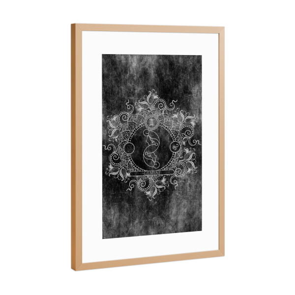 Poster mit Rahmen Kupfer "Sternzeichen - Kohle - Zwillinge" artboxONE - Natur,Floral,Abstrakt