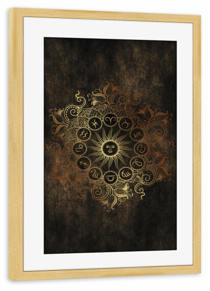 Poster mit Rahmen kiefer "Tierkreis - Kupfer - Alle" artboxONE - Natur,Floral,Abstrakt