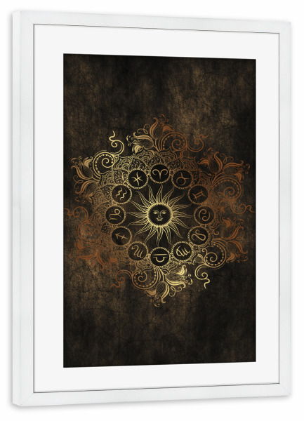 Poster mit Rahmen weiß "Tierkreis - Kupfer - Alle" artboxONE - Natur,Floral,Abstrakt