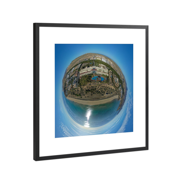Poster mit Rahmen Schwarz (Metallic) "Fuerteventura CC-Palace Beach;120m" artboxONE - Städte,Natur,Reise,Architektur,Reise / Strand und Meer