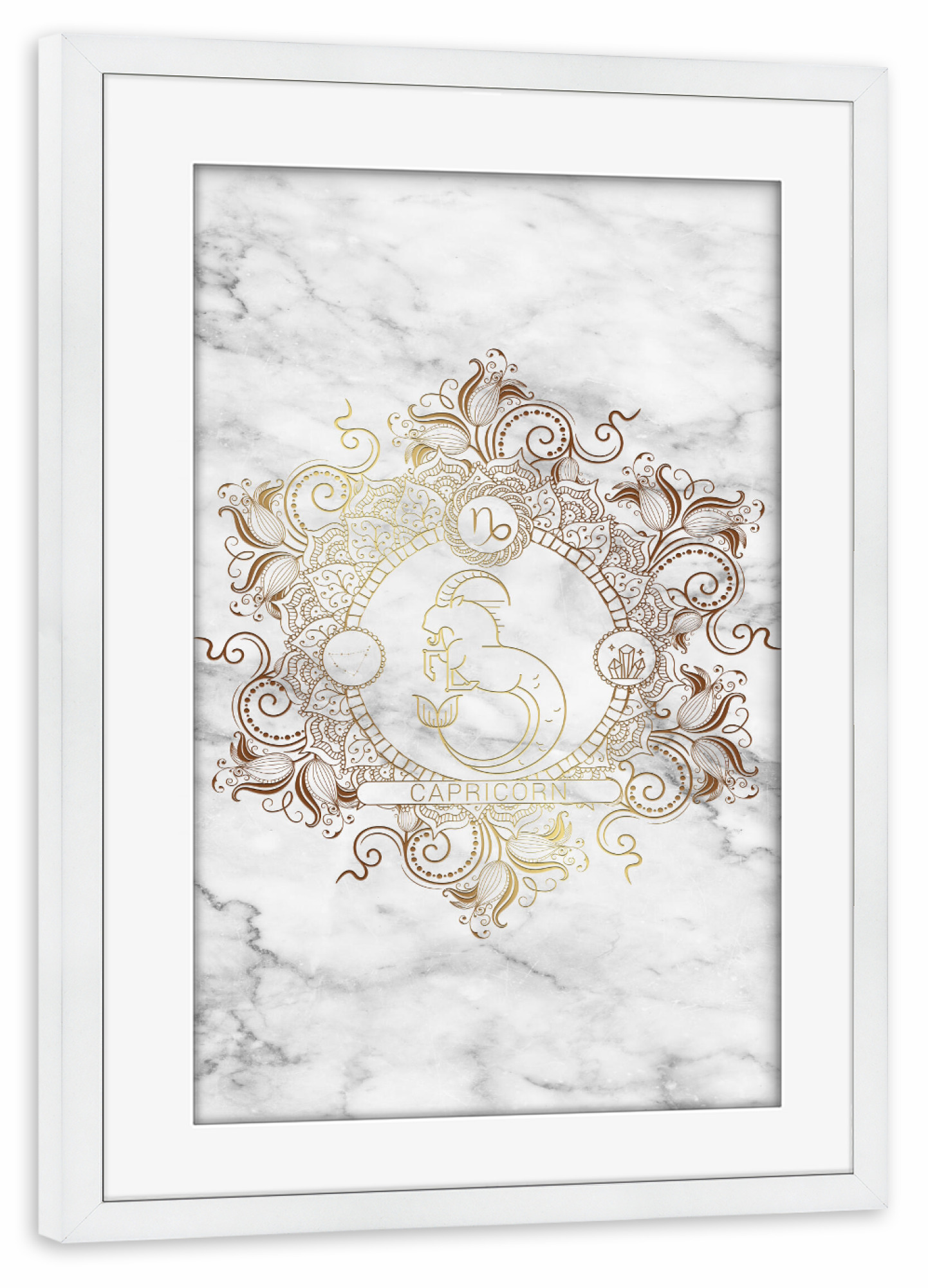Poster mit Rahmen weiß "Tierkreis - Marmor - Steinbock" artboxONE - Natur,Floral,Abstrakt,Marmor
