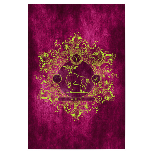 Poster 30x20 cm "Sternzeichen - Zitrone - Widder" artboxONE - Natur,Floral,Abstrakt