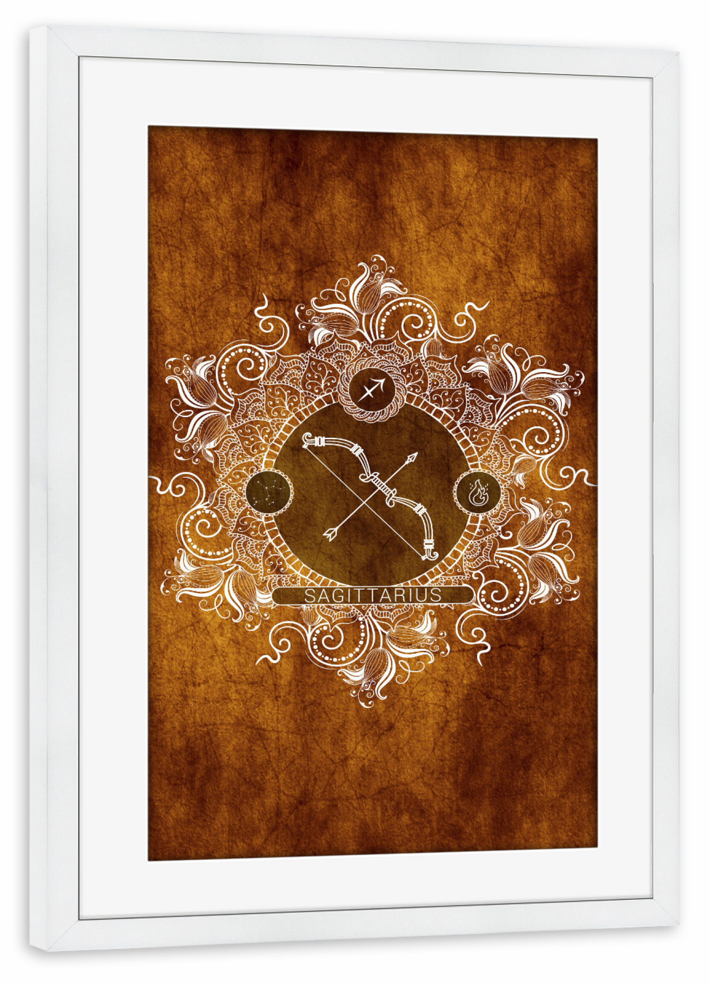 Poster mit Rahmen weiß "Tierkreis - Mandarine - Schütze" artboxONE - Natur,Floral,Abstrakt