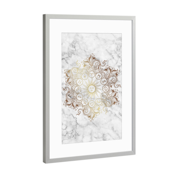 Poster mit Rahmen Silber "Tierkreis - Marmor - Alle" artboxONE - Natur,Floral,Abstrakt,Marmor
