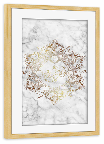 Poster mit Rahmen kiefer "Tierkreis - Marmor - Fische" artboxONE - Natur,Floral,Abstrakt,Marmor