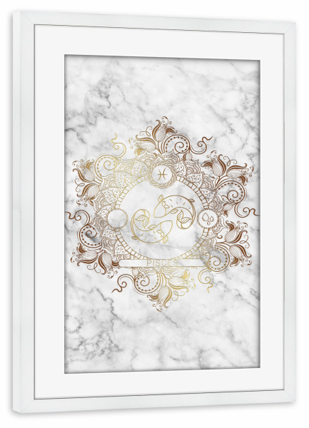 Poster mit Rahmen weiß "Tierkreis - Marmor - Fische" artboxONE - Natur,Floral,Abstrakt,Marmor