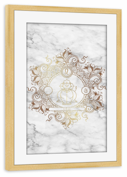 Poster mit Rahmen kiefer "Sternzeichen - Marmor - Löwe" artboxONE - Natur,Floral,Abstrakt,Marmor