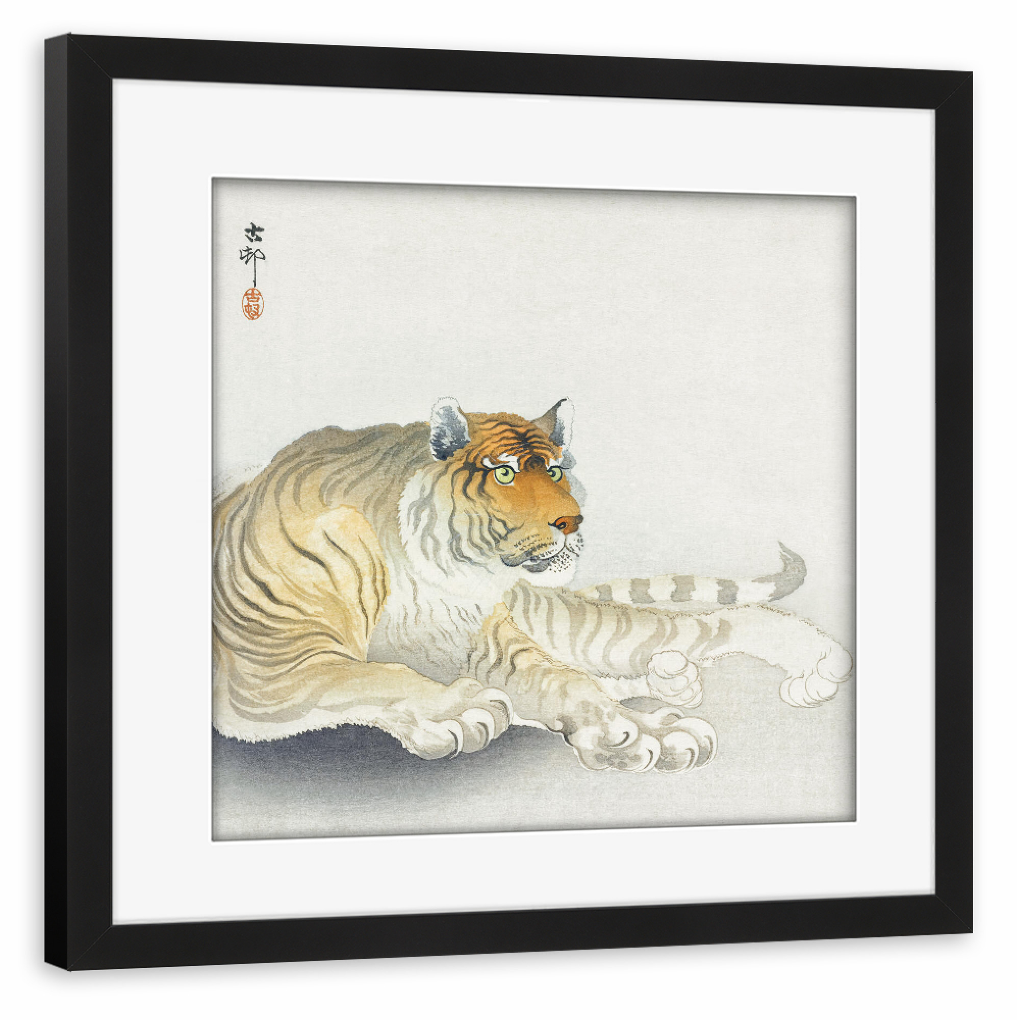 Poster mit Rahmen schwarz "Tiger-Malerei" artboxONE - Natur,Für Kinder,Tiere,Für Mama,Für Papa